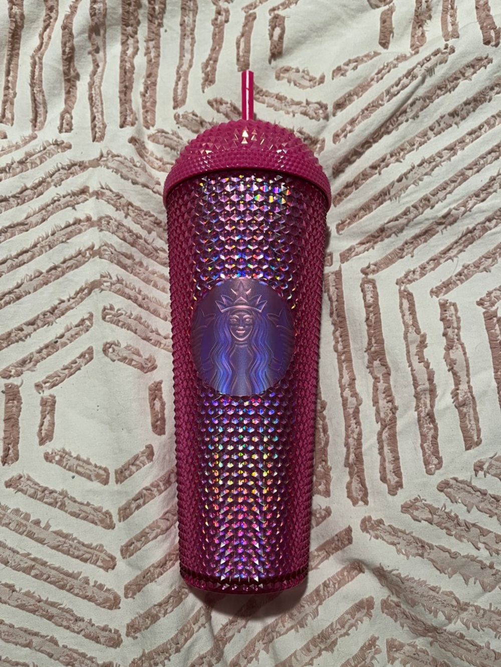 Starbucks Pink Iridescent Studded Tumbler with Straw -24oz